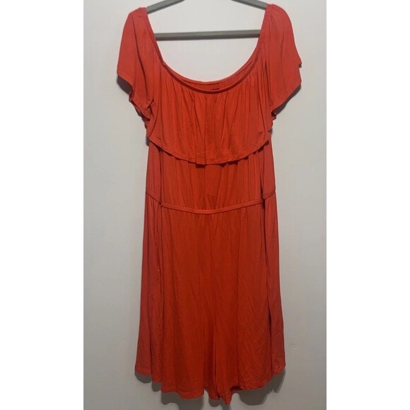 Lane Bryant Convertible Off-The-Shoulder Romper Size 26/28 Orange Red - Picture 1 of 6